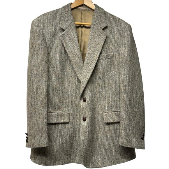 Harris Tweed Other - Genuine Harris Tweed Men’s Brown Blue New Wool Size 44R Blazer Jacket 2 Button